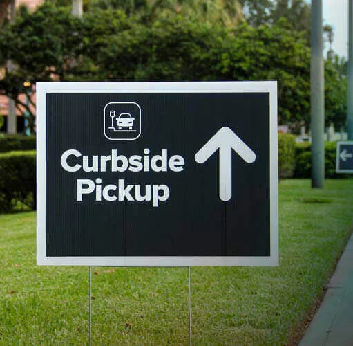 Curbside pickup sign for Cannon Equipment