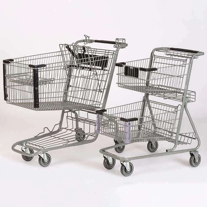 two shopping carts, one big and one small