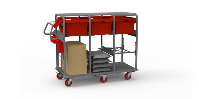 A nine-tote picking cart