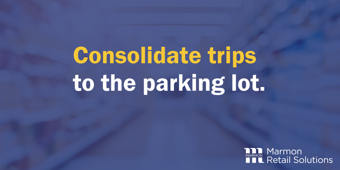 Consolidate trips to the parking lot.